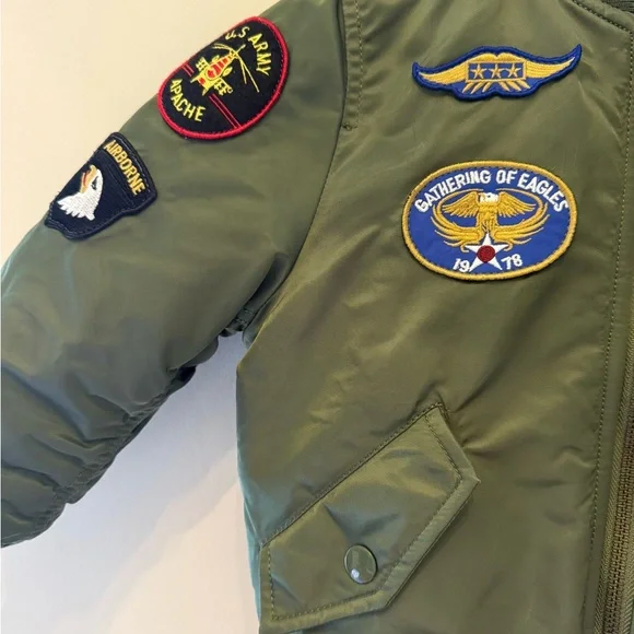 Alpha Industries Kids Bomber Jacket  USAF MA-1 Flyer Sage Green 3T NWOT - Picture 4 of 15